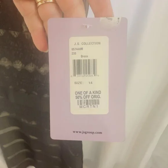 JS Collection Black Lace Dress Size 14 Ladies NWT Nude Underlay Cocktail Evening - Picture 4 of 16